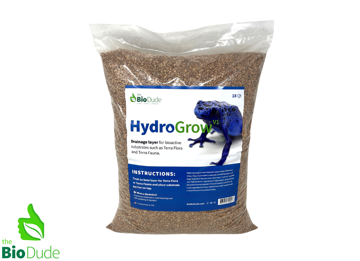 The Bio Dude HydroGrow V1 Drainage Layer 18 QT for terrarium drainage and aeration