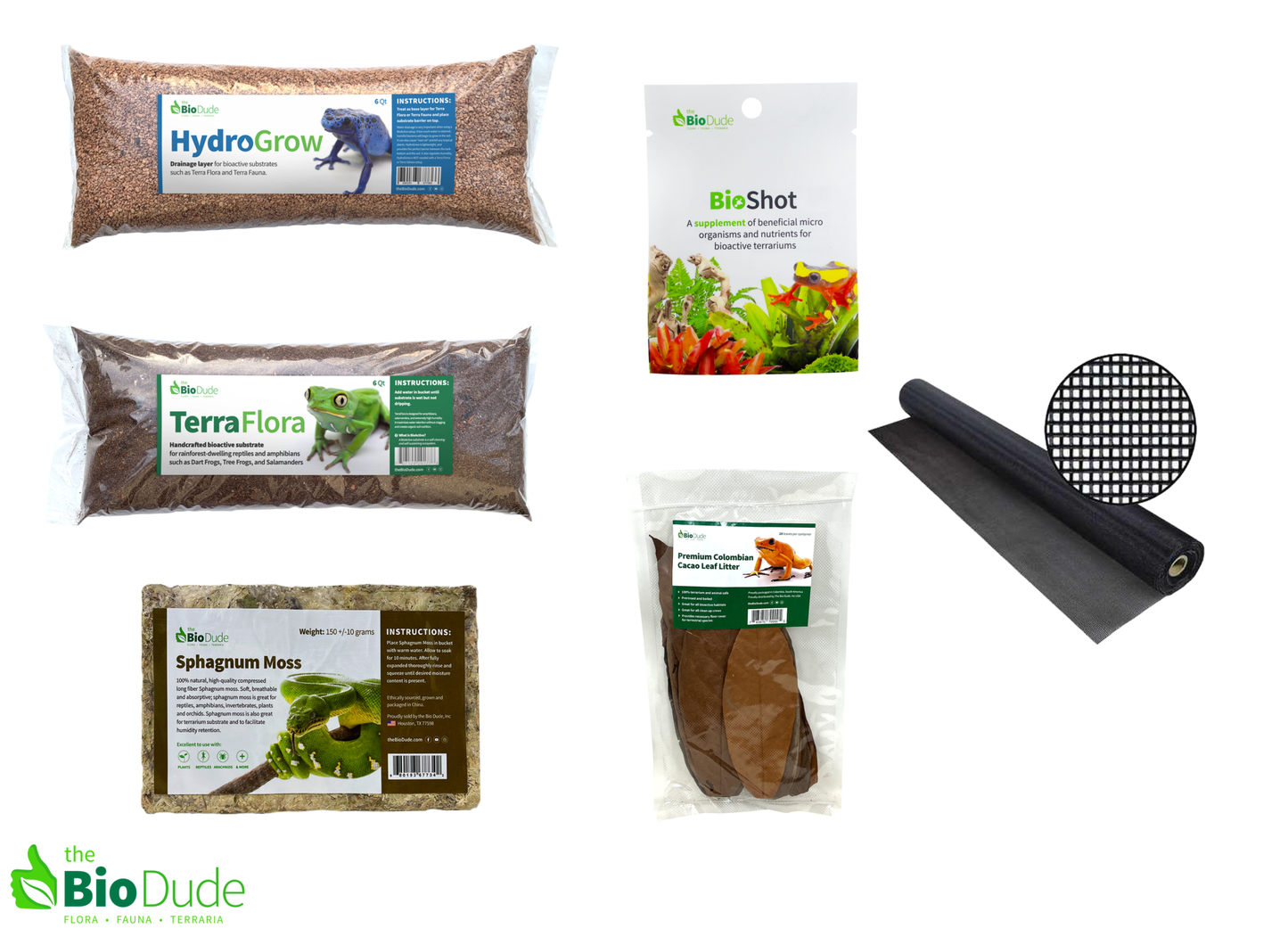 Terra Flora Bioactive Kit 12x12x18 for rainforest reptiles with substrate, moss, leaf litter, and drainage layers