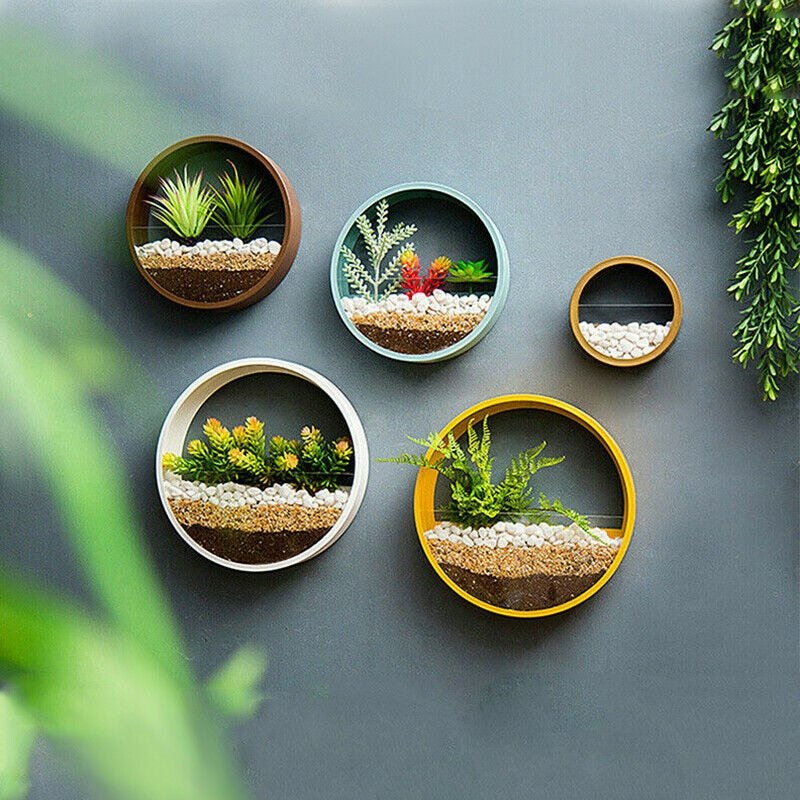 Round Iron Wall Vase: Hanging Basket for Home Decor with Succulent Planters and Art Glass Vases