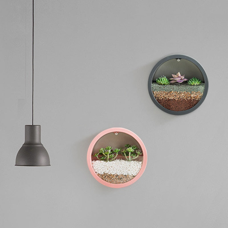 Round Iron Wall Vase: Hanging Basket for Home Decor with Succulent Planters and Art Glass Vases