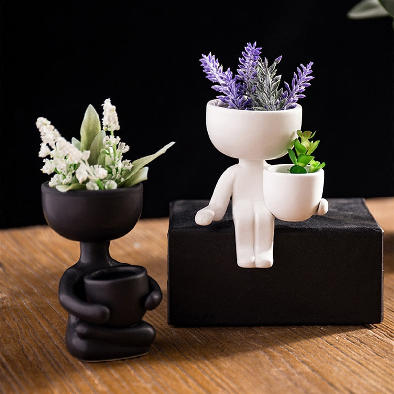 Character Portrait Flower Pot: Mini Cute Succulent Plant Pot for Home Desktop Decor