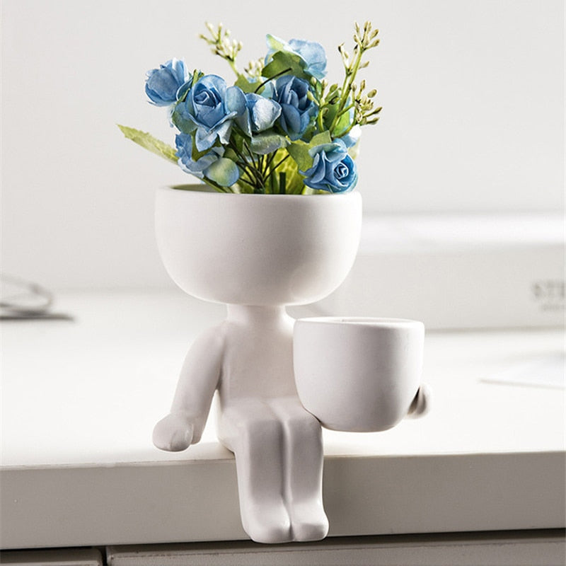 Character Portrait Flower Pot: Mini Cute Succulent Plant Pot for Home Desktop Decor