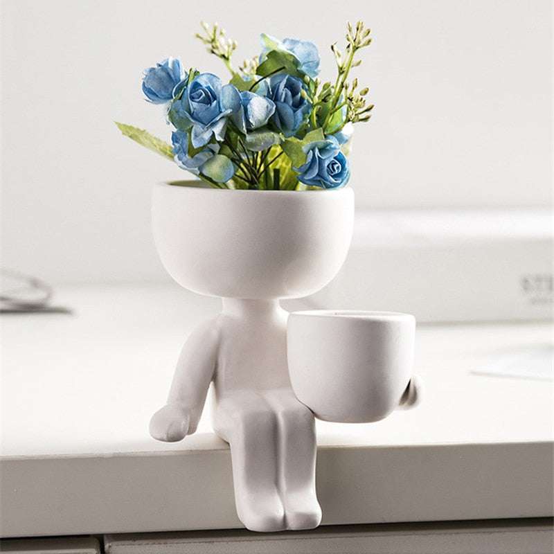 Character Portrait Flower Pot: Mini Cute Succulent Plant Pot for Home Desktop Decor