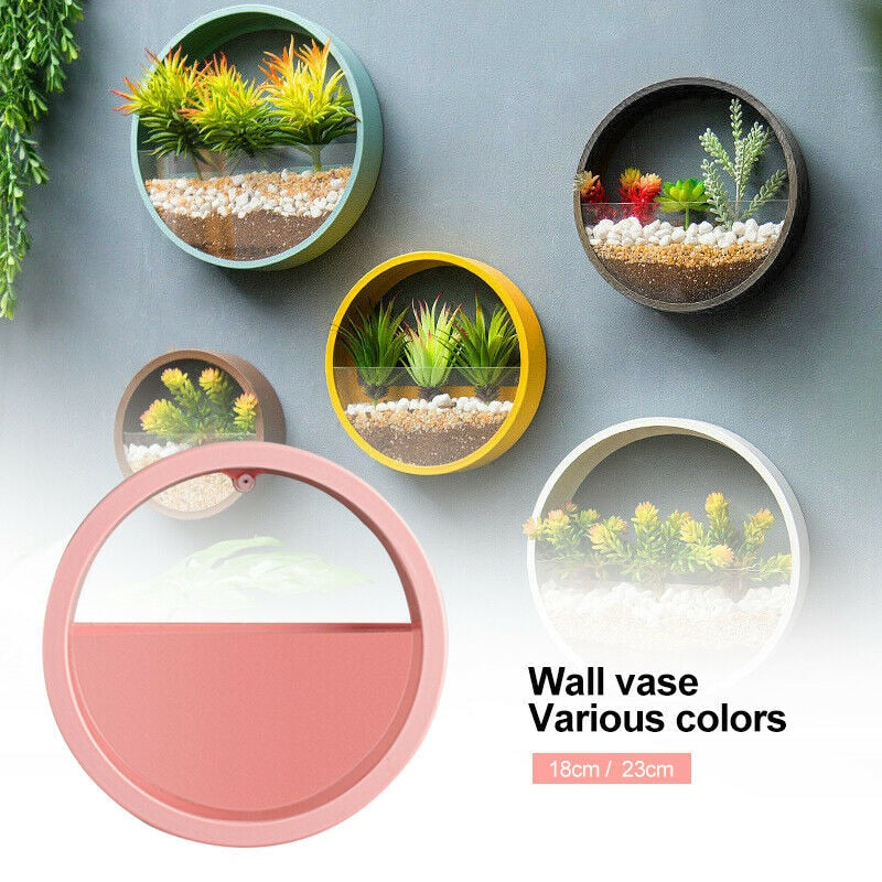 Round Iron Wall Vase: Hanging Basket for Home Decor with Succulent Planters and Art Glass Vases