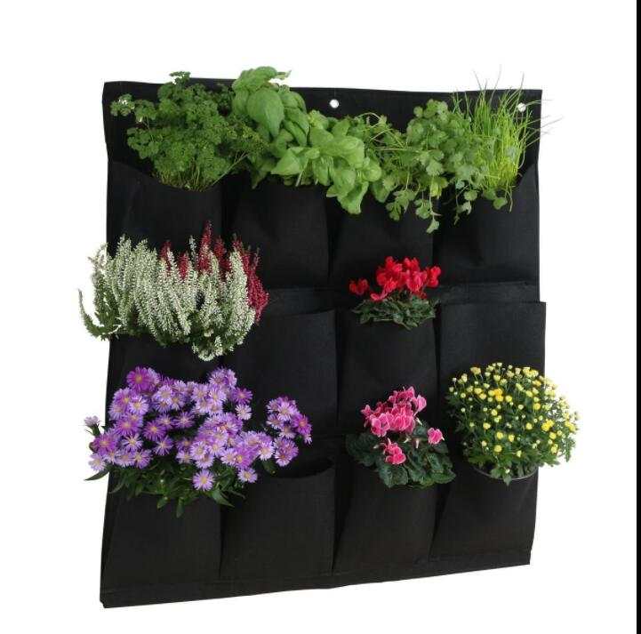 Vertical Garden Wall Bags: Hanging Black Fabric Planters for Indoor Spaces - Multiple Sizes