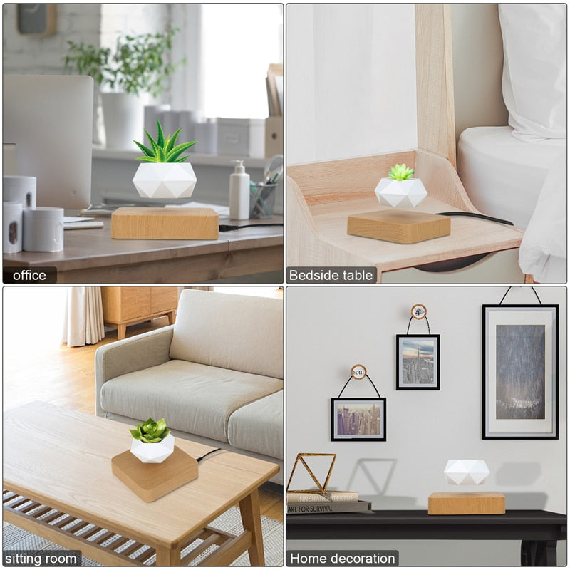Levitating Air Bonsai Pot: Magnetic Floating Flower Pot for Home Desk Decor
