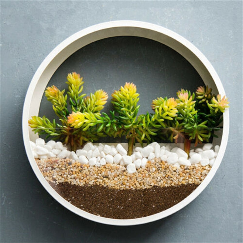 Round Iron Wall Vase: Hanging Basket for Home Decor with Succulent Planters and Art Glass Vases