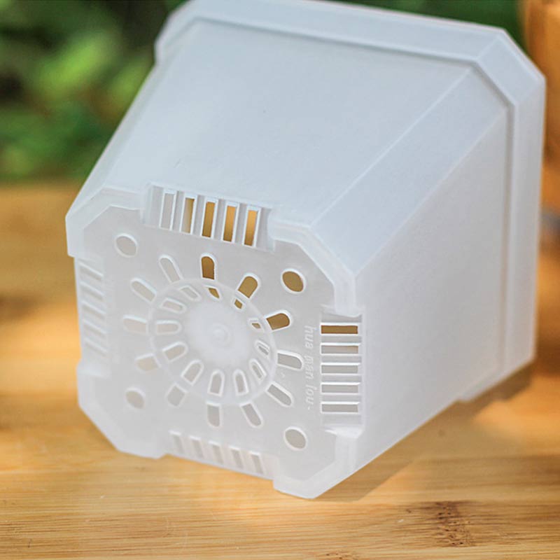 Square Planter for Succulents & Orchids - High-Quality Nursery Plastic - Home Desktop Deco