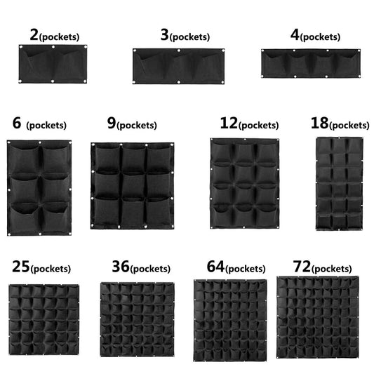 Vertical Garden Wall Bags: Hanging Black Fabric Planters for Indoor Spaces - Multiple Sizes