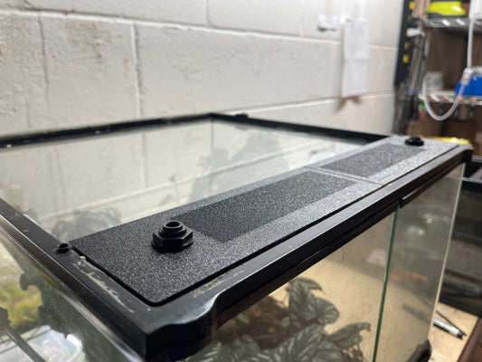 Custom humidity-retaining replacement top for Exo Terra terrarium to prevent humidity loss