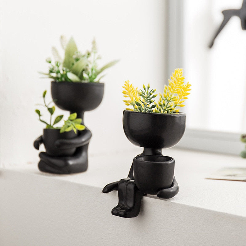 Character Portrait Flower Pot: Mini Cute Succulent Plant Pot for Home Desktop Decor