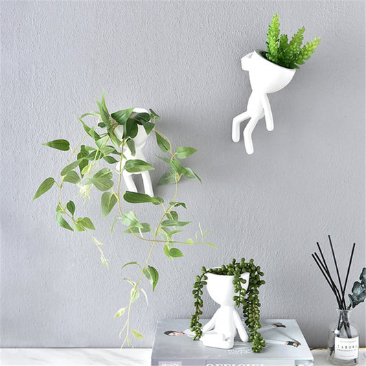 Nordic Vase Hanging Flower Pots: White Character Pot Vases for Home Decor and Garden Planters"